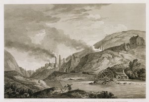 विन्सन लोरी (1762-1824) 1788 द्वारा उकेरी गई सेवरन नदी के किनारे, शोपशायर के मेडले की तरफ से तोप की ढलाई के लिए लोहे का काम और बोरिंग मिल